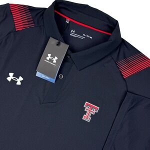 NEW Under Armour Polo Shirt Mens XL Navy Texas Tech Red Raiders Iso-Chill Loose
